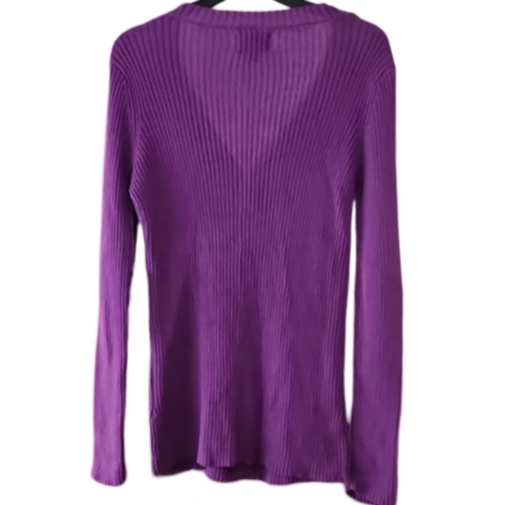 NWT Simply Vera Vera Wang Purple Ribbed Knit Cardigan Medium Size - Picture 2 of 6